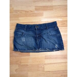 Y2K Micro Denim Low Rise Skirt Women's 15 Mossimo Blue Distressed Raw Hem Cotton